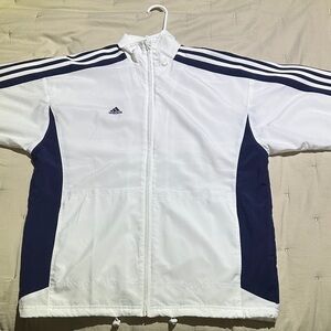 Adidas Men's White and Dark Blue Windbreaker